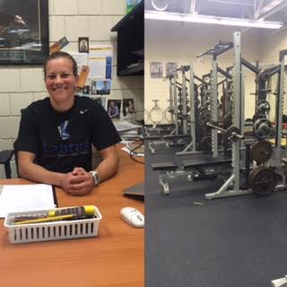 Sylvia Braaten (left) says that one good way to maintain ones fitness is to lift weights in the Totino-Grace weight room (right). 